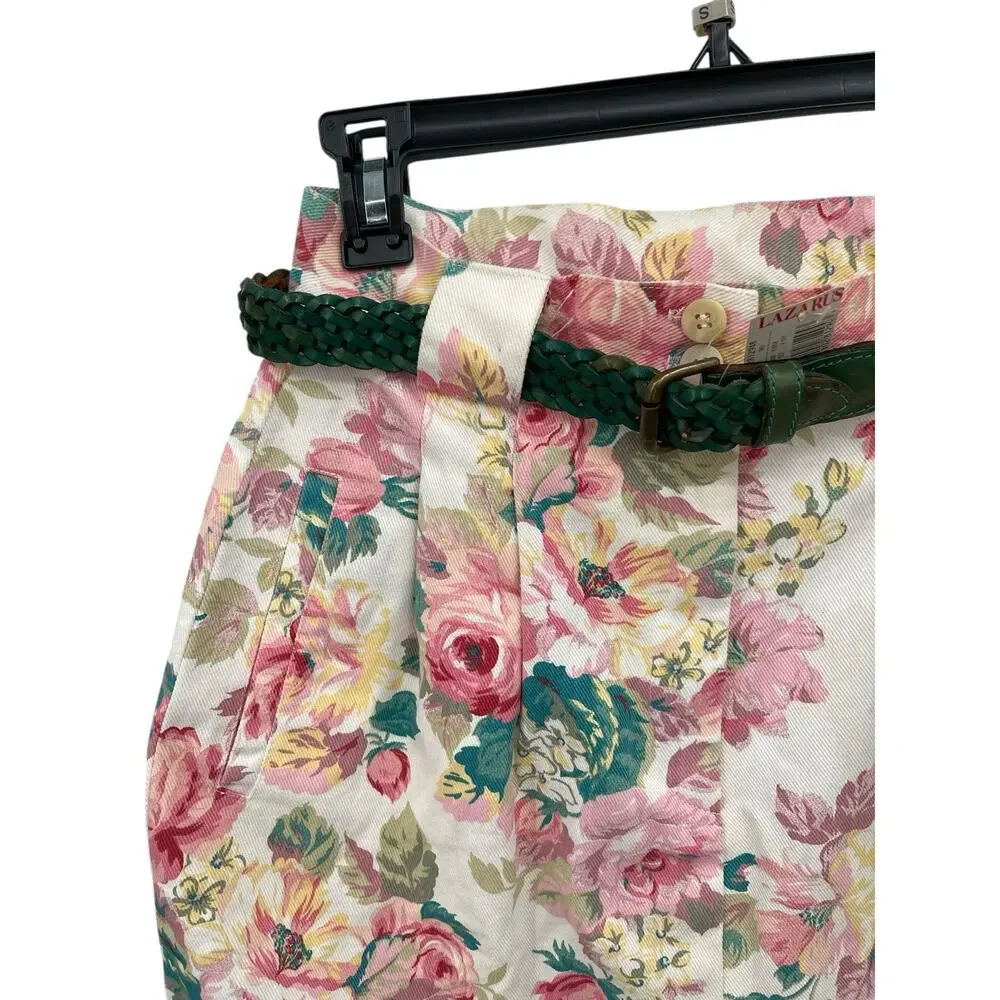 NWT Vintage Abercrombie & Fitch Floral Denim Skirt Pink Roses Size 6 26” Waist